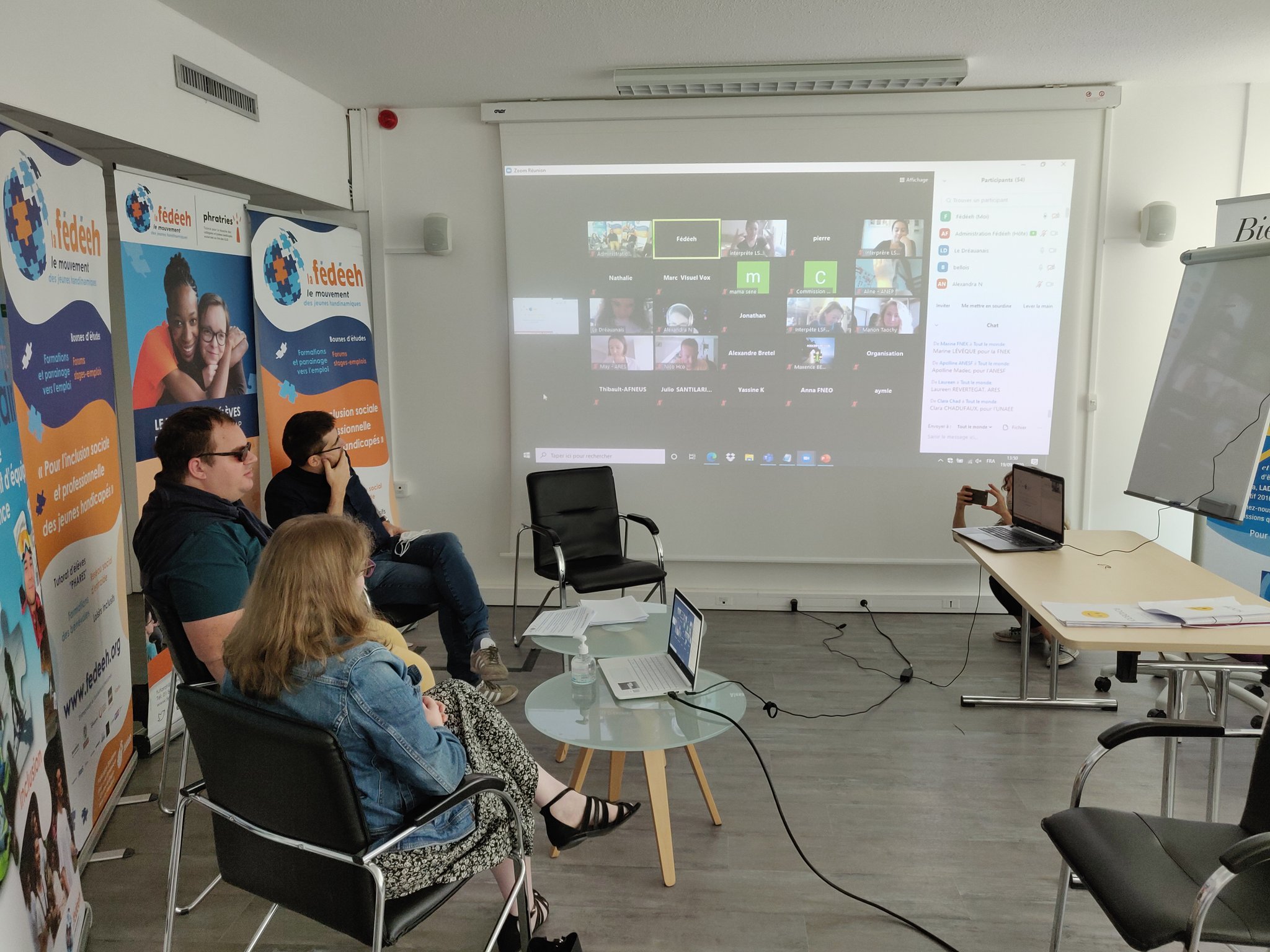 3 membres du Bureau en visioconférence lors de la rencontres pendant la Covid 19